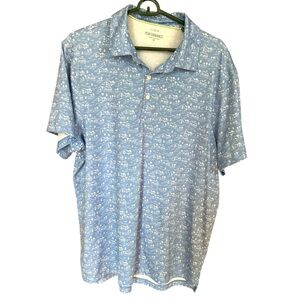 J.Crew Mens Printed‎ performance polo shirt blue white size XL